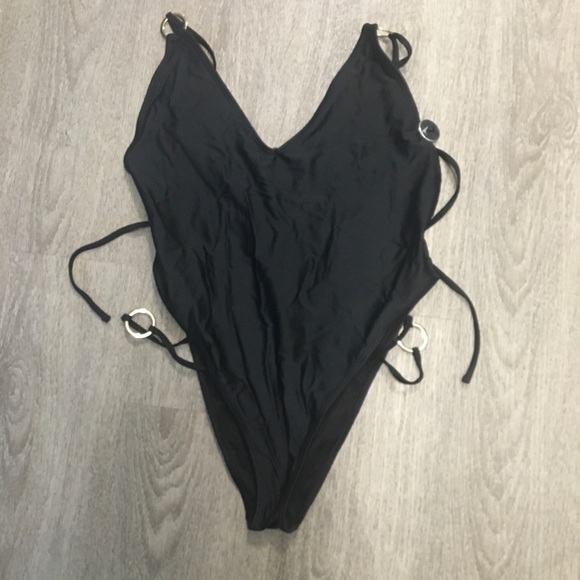 Black Strappy One piece Bathing Suit - Picture 1 of 5
